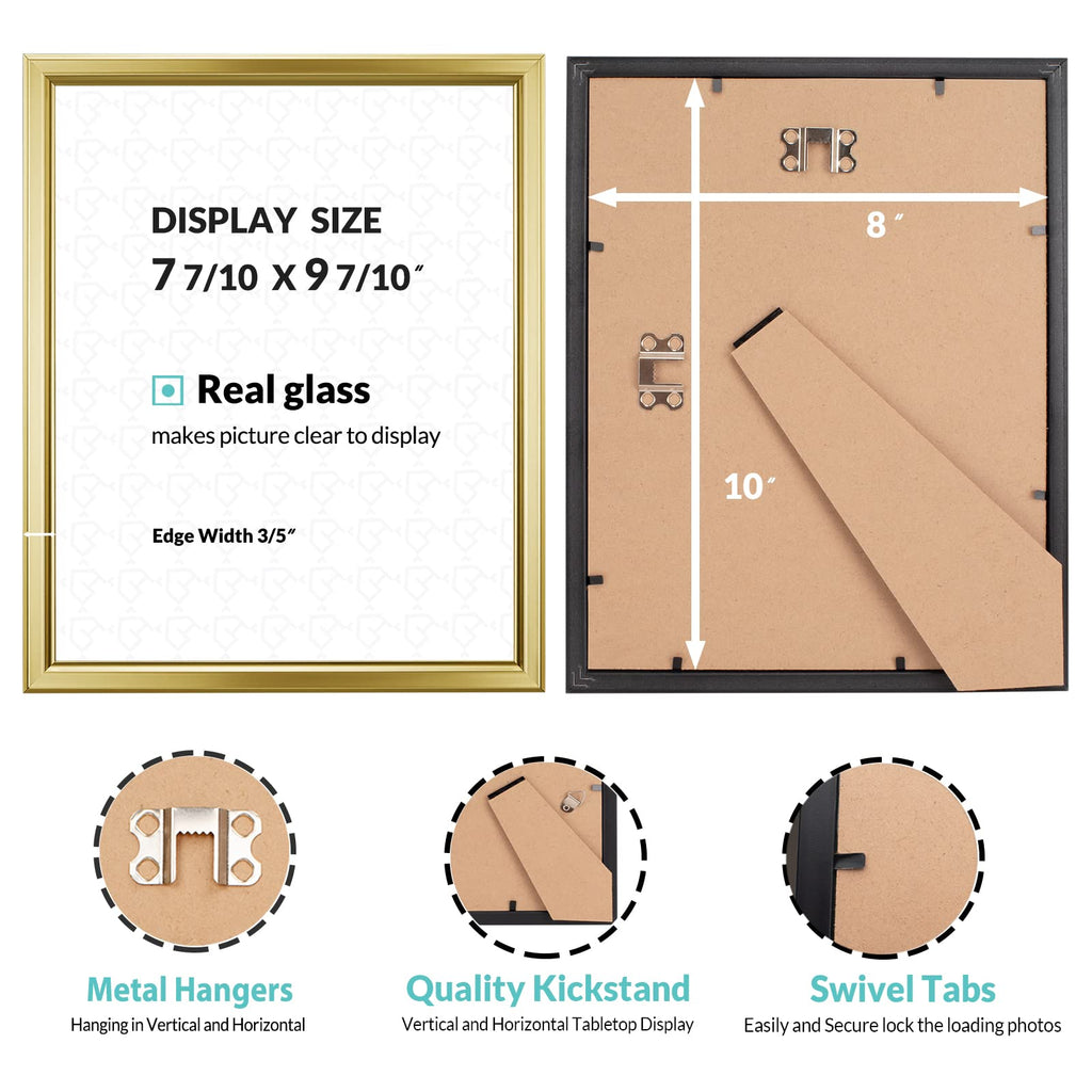 8x10 Picture Frames (12 Pack, Gold) Simple Designed Photo Frames for Wall Mount Display, Set of 12 Classic Collection