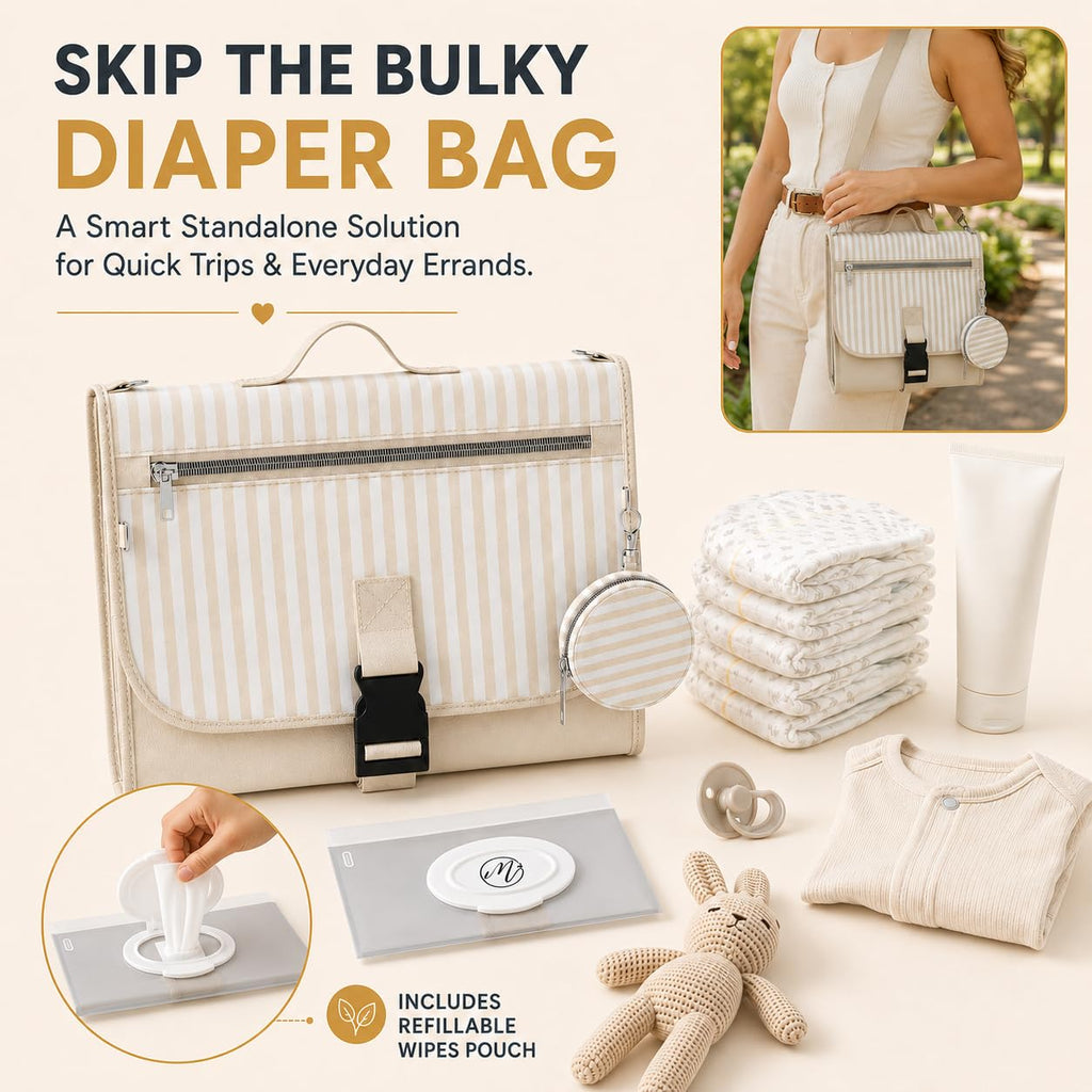 Portable Diaper Changing Pad - Large, Waterproof Travel Changing Pad for Baby with Extra Storage, Wipes Pocket &