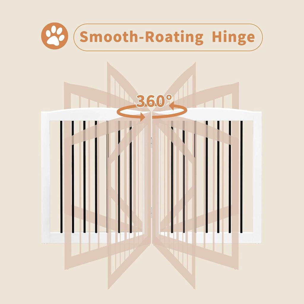 Freestanding Pet Gates with Walk Through Door, Dog Indoor Fence, Dog Gate for The House, Stairs, Extra Wide Pet Gate