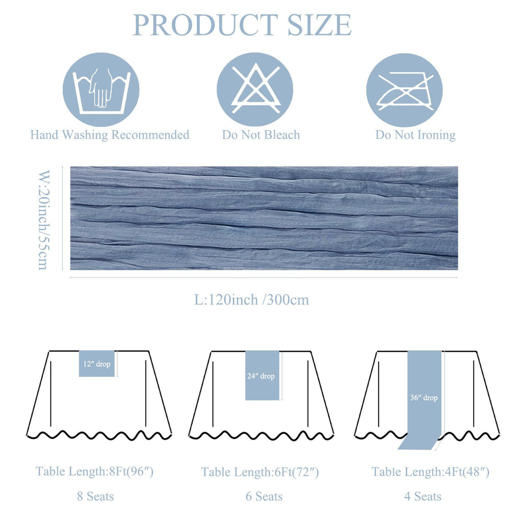 20Pack Dusty Blue Cheesecloth Table Runner 10Ft Gauze Table Runner