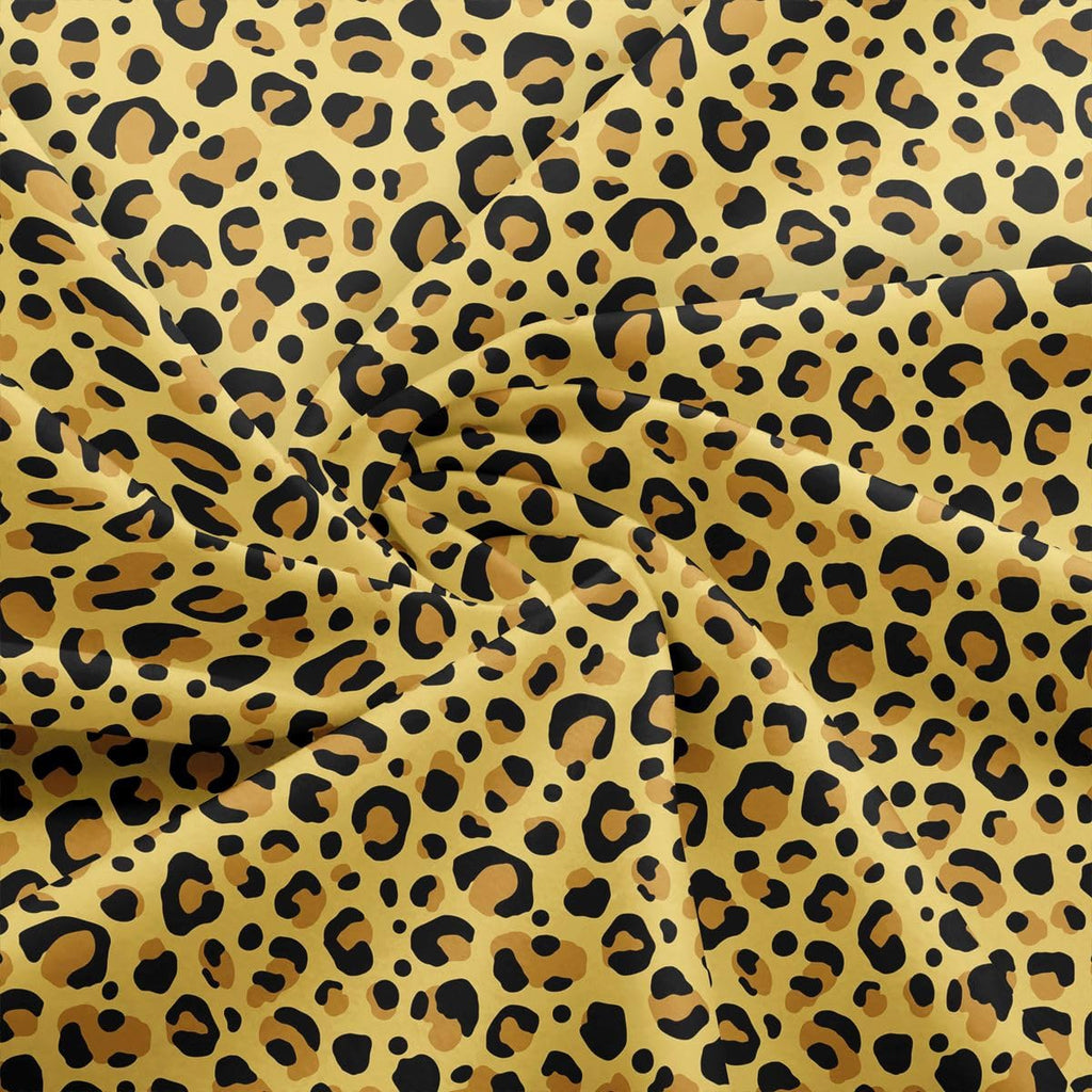Yellow Leopard Print Fabric by The Yard Wild Animal Skin Soft Polyester Fabrics for Chairs Sofa Retro Aesthetic Craft