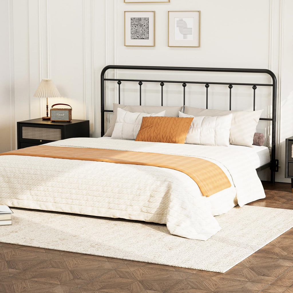 Victorian Metal King Size Headboard Only, Black