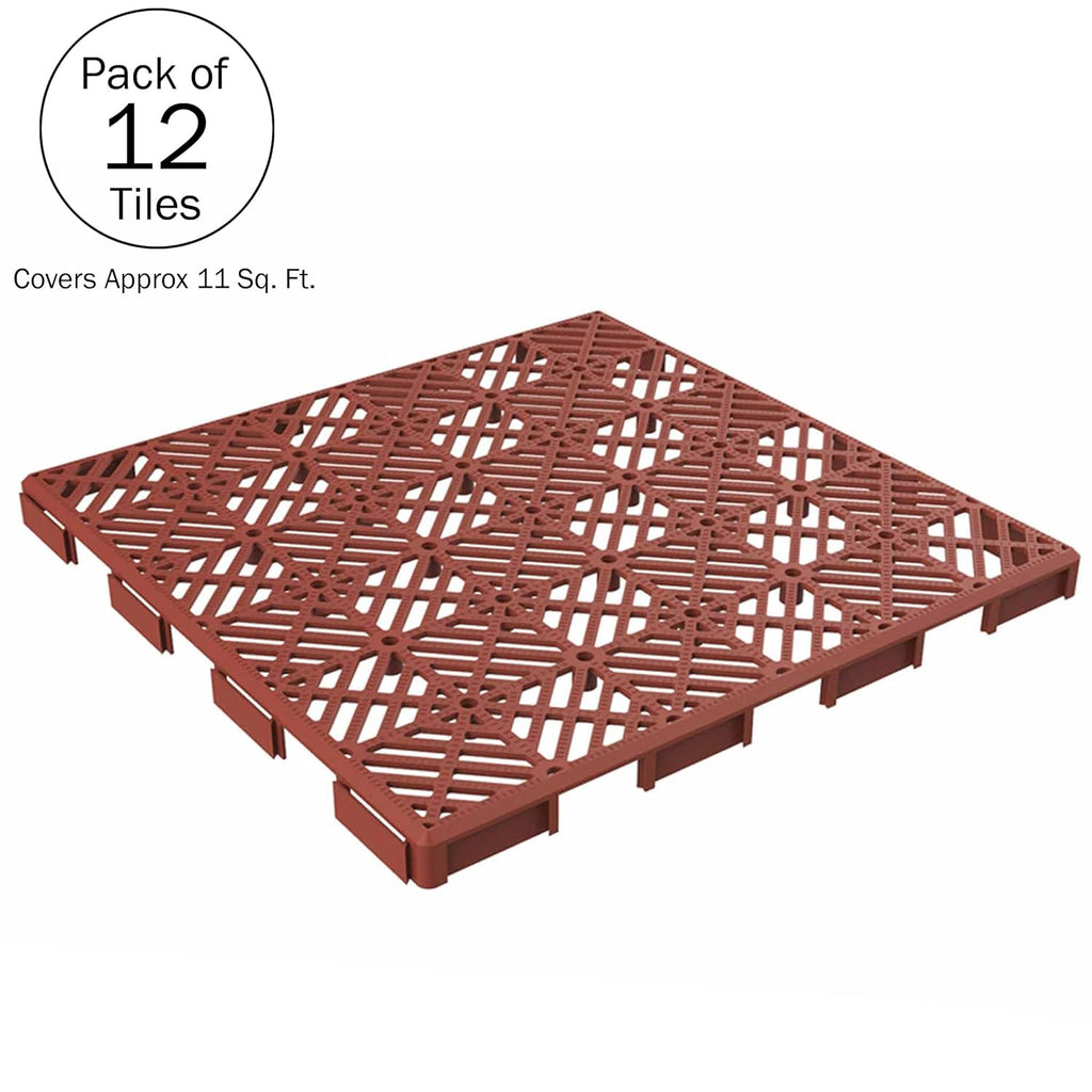 12-Pack Polypropylene Interlocking Patio Deck Tiles - Weather-Resistant Outdoor Flooring for Balcony, Porch, and Garage