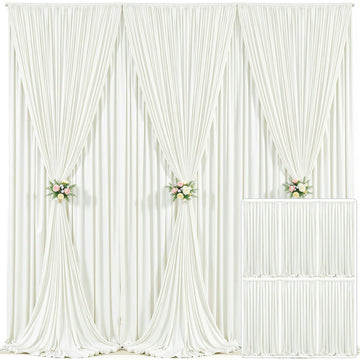 6 Panels Ivory Backdrop Curtain for Wedding Parties Wrinkle Free Ivory Photo Curtains Backdrop Drapes Fabric