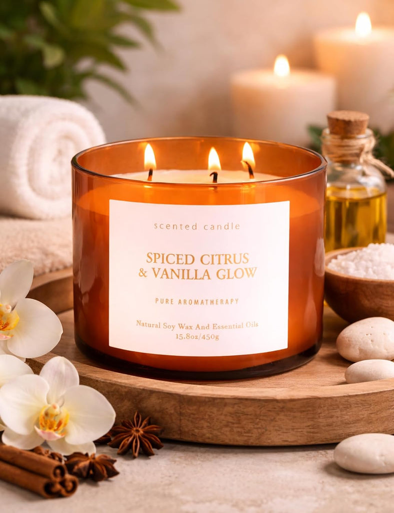 Spiced Citrus Vanilla 3-Wick Fall Scented Large Soy Candle 15.8oz