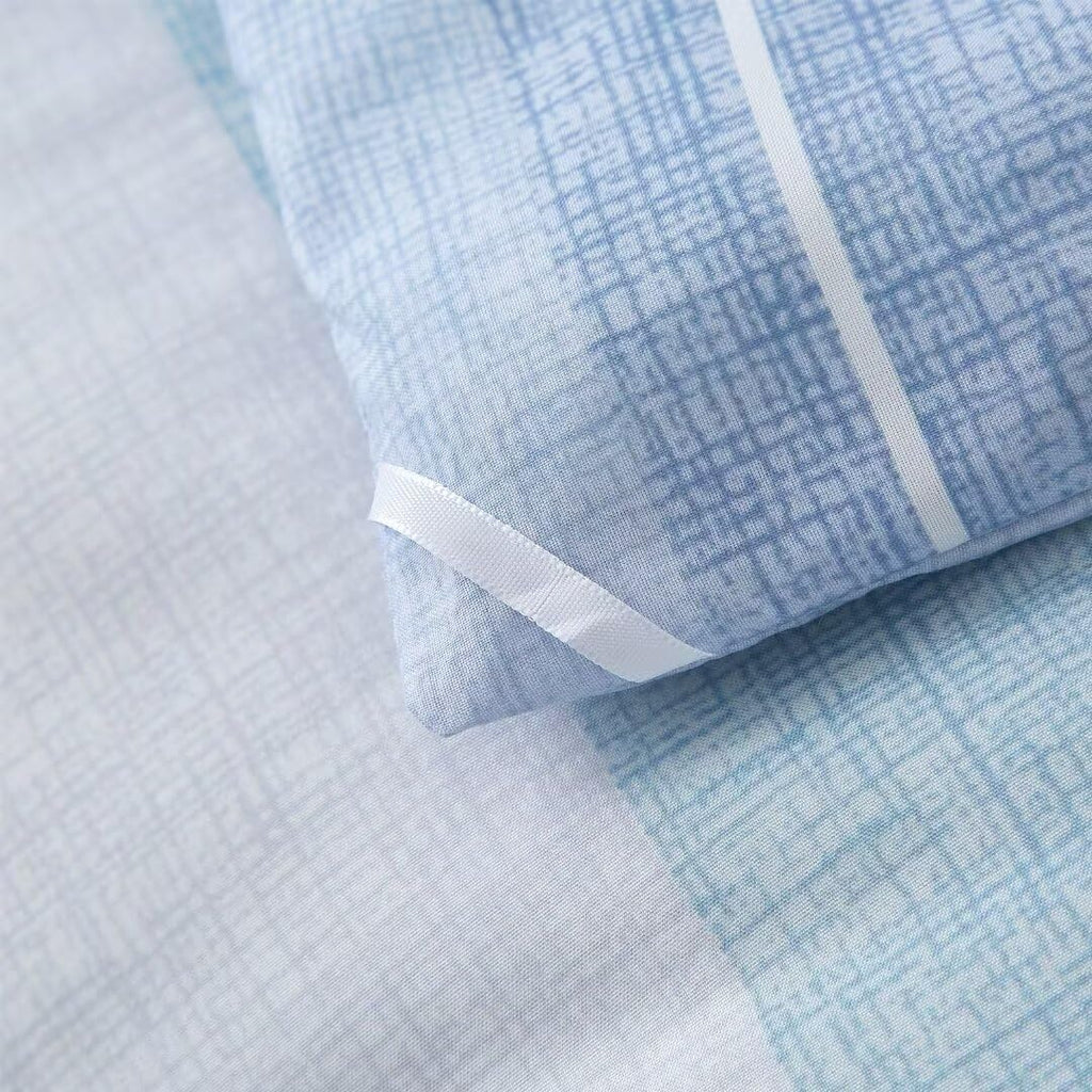 Plaid Comforter Set Farmhouse Comforter Bedding, Blue and White Comforter Grid Buffalo Reversible