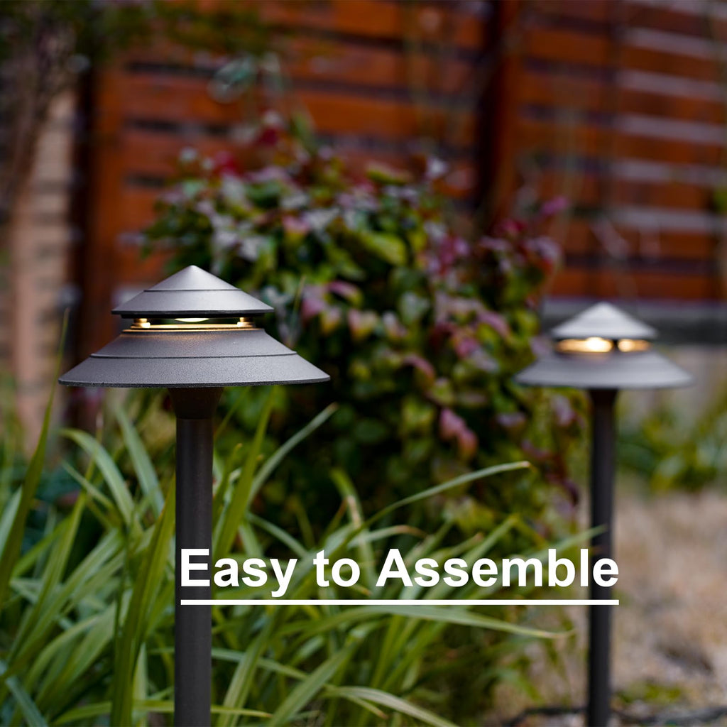Pathway Lights Kits 3W LED 8PK Outdoor Low Voltage Landscape Lighting 180 Lumen Hardwired 2 Tier Pagoda Path Light