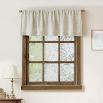 Faux Linen Valance for Windows Kitchen Living Room Valances Rod Pocket Farmhouse Country Rustic Bathroom Small Window