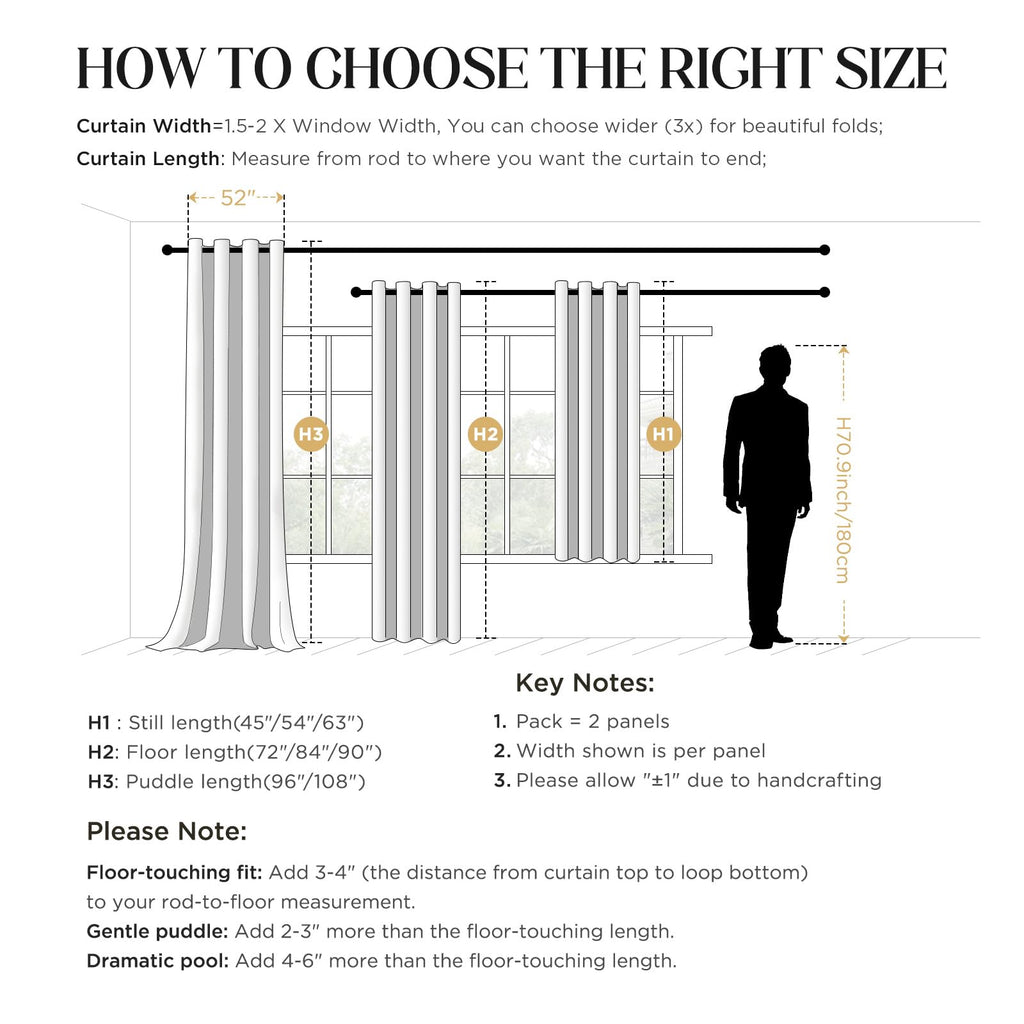 Grayish White Blackout Curtains 63 inch Length 2 Panels Set, Room Darkening Drapes Bedroom, Thermal Insulated Light