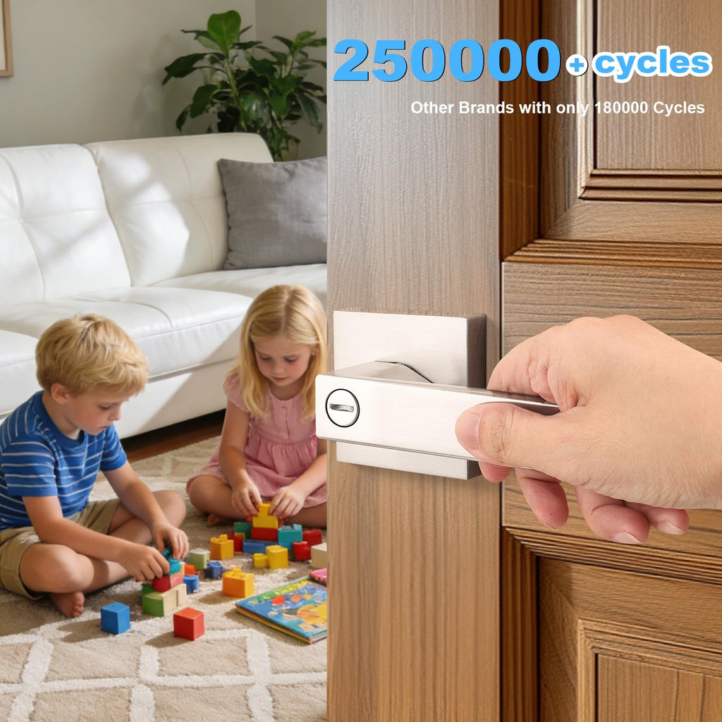 10 Pack Brushed Nickel Door Handles Privacy Door Levers, Heavy Duty Bed and Bath Door Locks Interior Keyless