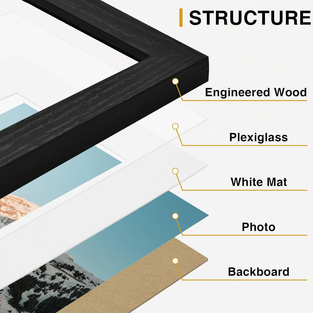 15 Pack Picture Frames Collage Wall Decor, Wall/Tabletop Display | Black, Multi-Size Gallery Wall Frame Set: 3pcs