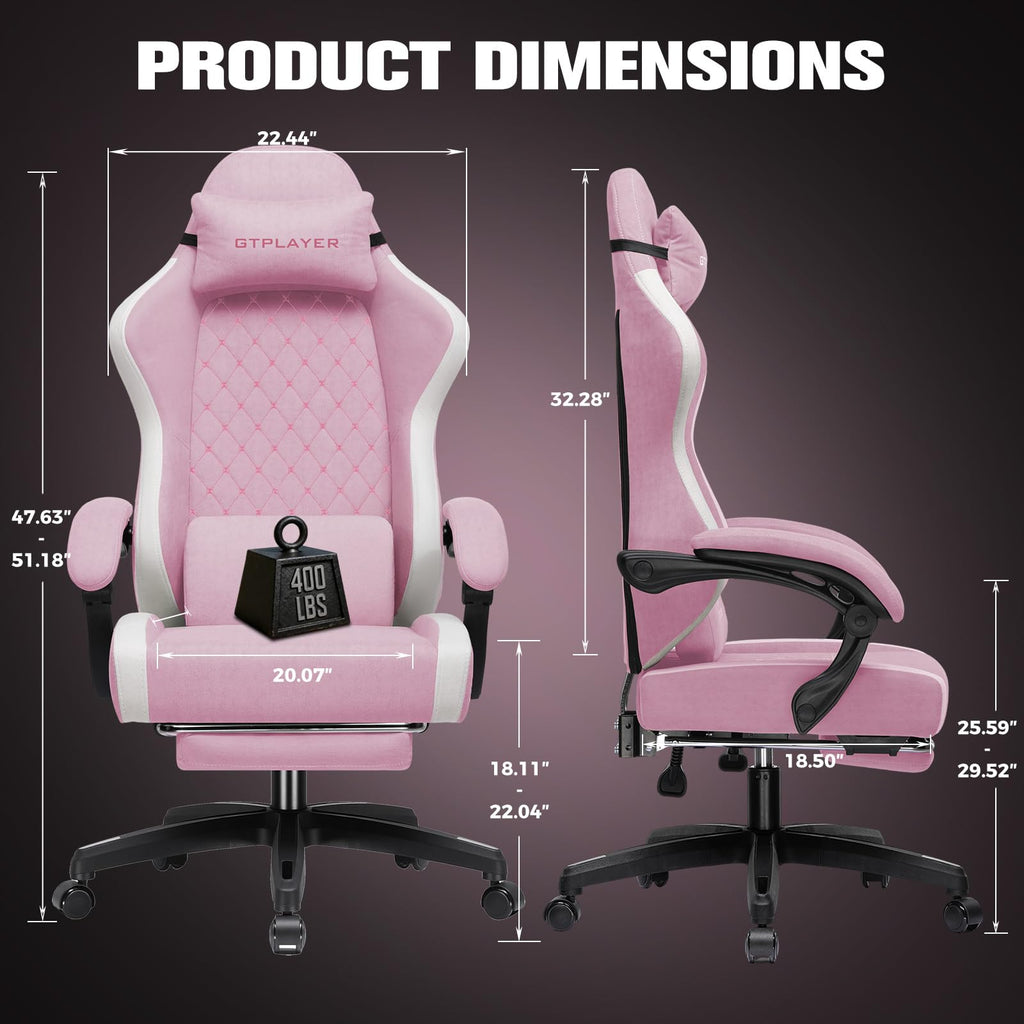 Big and Tall Gaming Chair 350lbs Heavy Duty Office Chair with Foot Rest, High Back Pocket Spring Ergonomic Computer