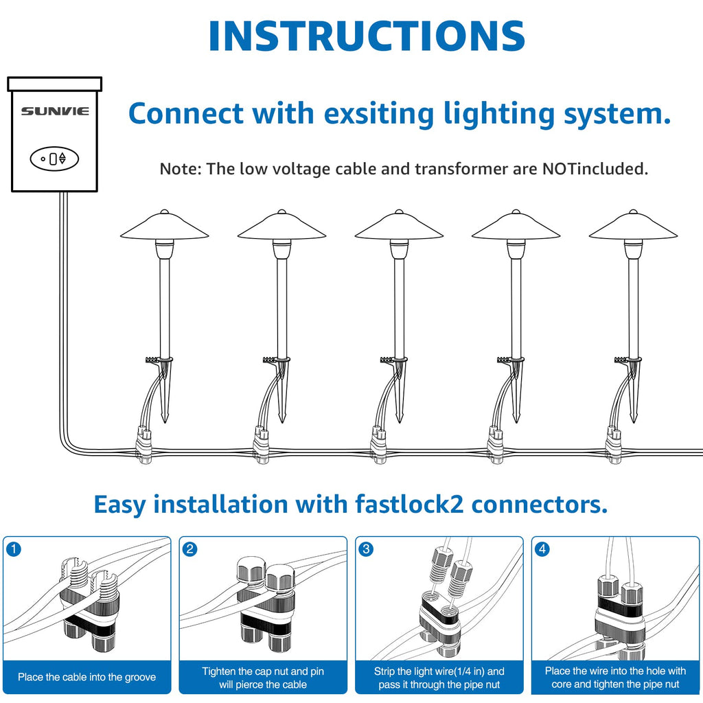 3W Low Voltage Pathway Lights, 3000K Classic LED Aluminum 2-Pack