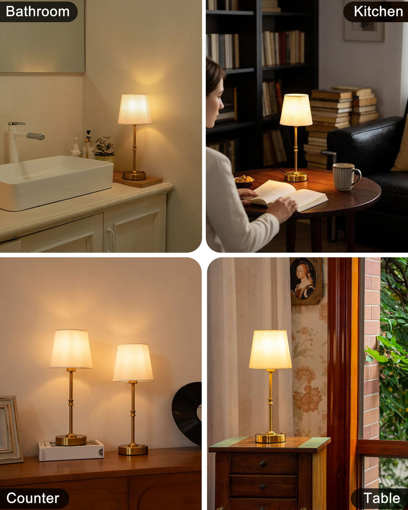 Cordless Table Lamp Rechargeable: Fast Charging & Long Lasting - 2700K Warm Light Samll Vintage Gold Lamps for Women