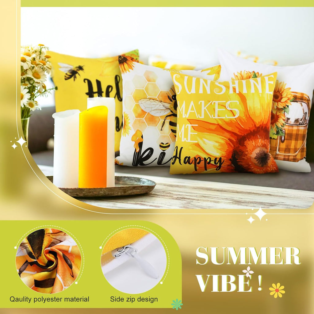 Holiday Pillow Covers 18x18 Inch Seasonal Throw Pillow Cover Fall Halloween Pillowcase Sunflower Pumpkin - Set of 16