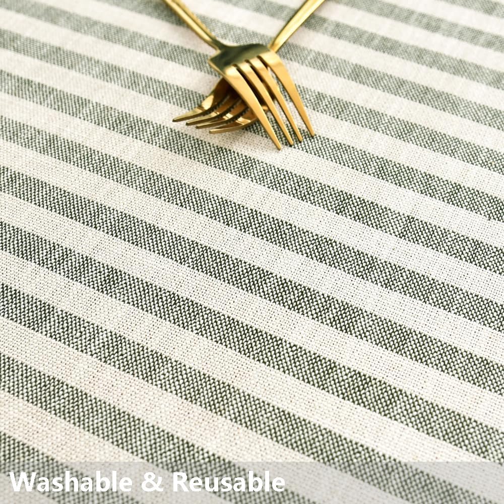 Rectangle Cloth Tablecloths Olive Green Striped Tablecloth Boho Fabric Cotton Tablecloths Outdoor Table Cover