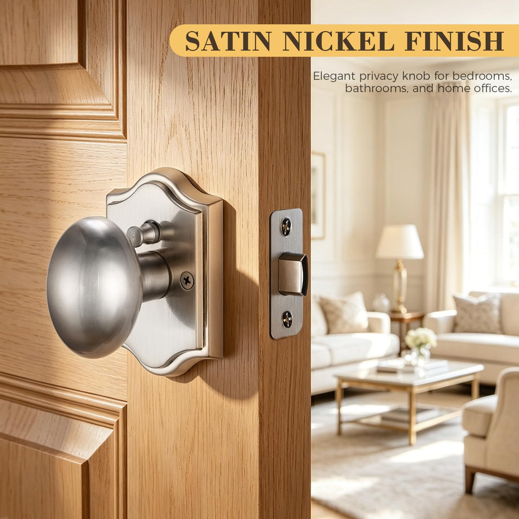 Satin Nickel Oval Privacy Door Knob