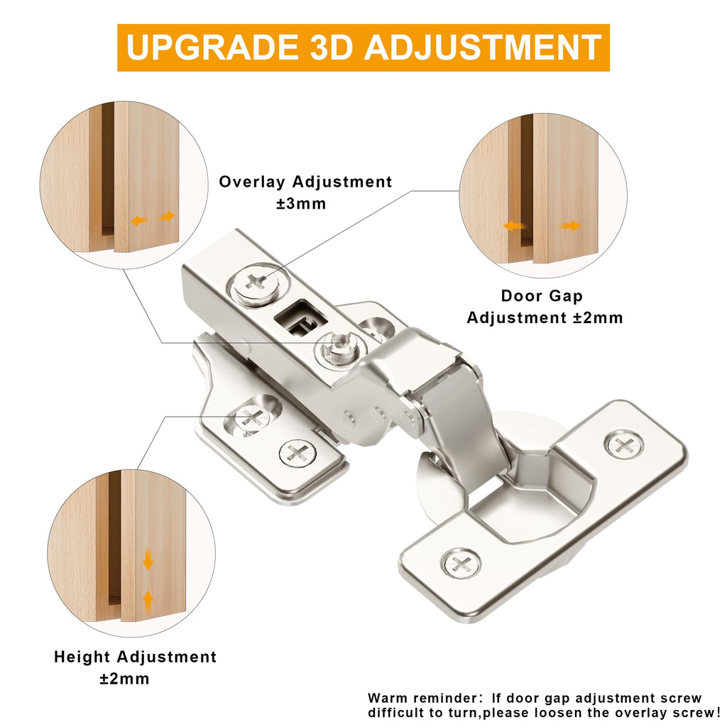 40Pcs Soft Close Inset Cabinet Hinges with Clip-On Plate
