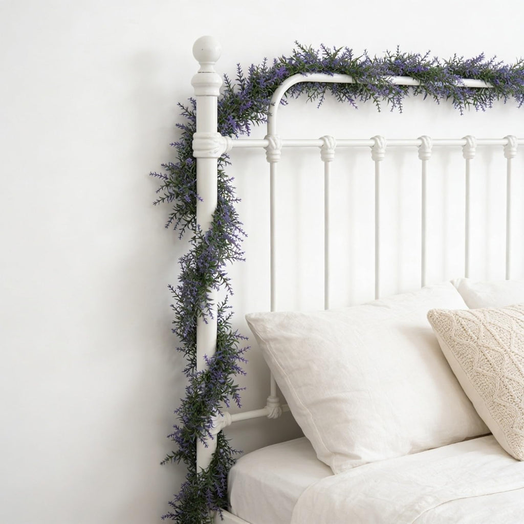 6Ft Artificial Lavender Eucalyptus Garland for Mantle Table Porch Stair - Set of 6