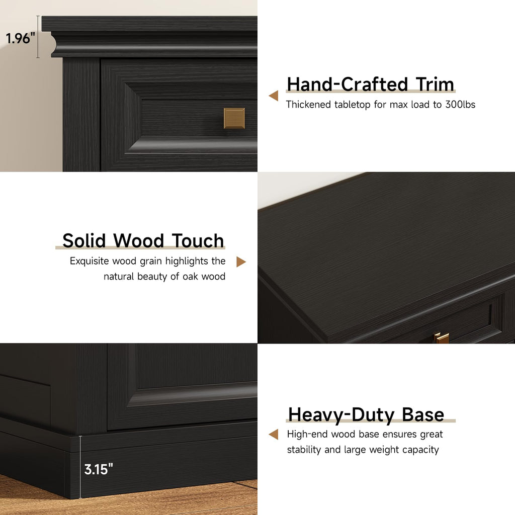 63 Inch Buffet Cabinets with Storage, 4-Doors Sideboard Credenza