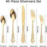 Retro Royal Gold Silverware Set With Gift Box For 8 Cutlery Set Utensils Stainless Steel Flatware 40 Pieces Kitchen