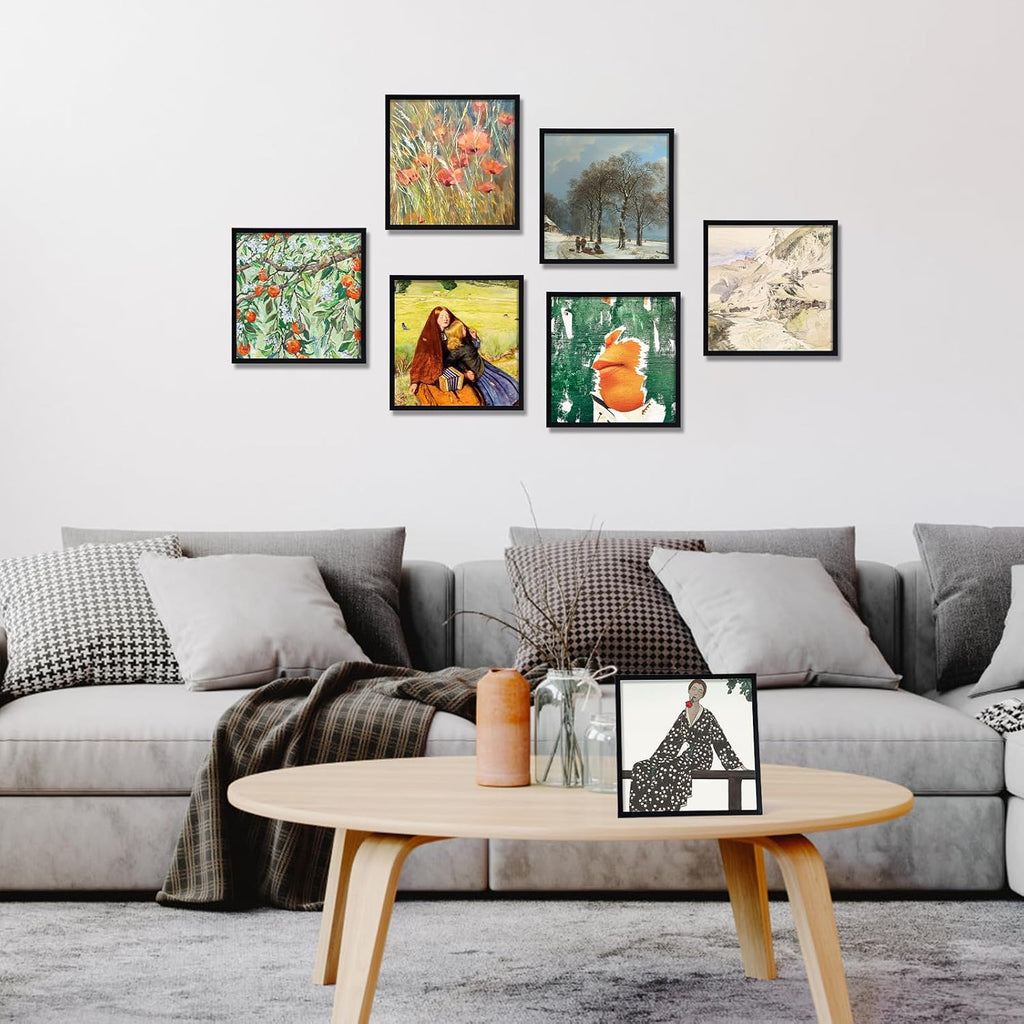 12x12 Picture Frame Black Set of 16, Matted to 8x8 Photo with Mat, Lightweight Square Gallery Frames for Wall Hanging