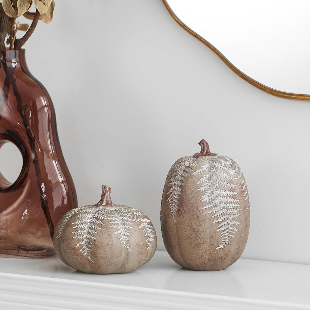 Fall Pumpkin Decorations, Faux Pumpkins Fall Decor - Set of 2