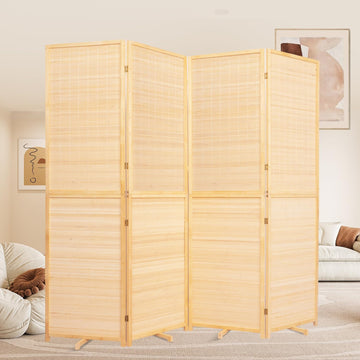 Room Divider Folding Privacy Screens, Hand-Made Natural Bamboo Room Dividers