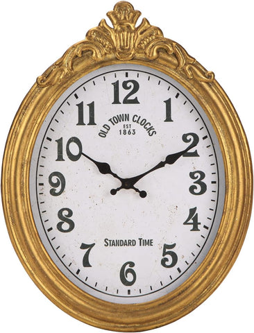 NIKKY HOME Vintage Wall Clock, European Style Decorative Clock Retro Oval Large Clock Silent Non-Ticking Elegant Home