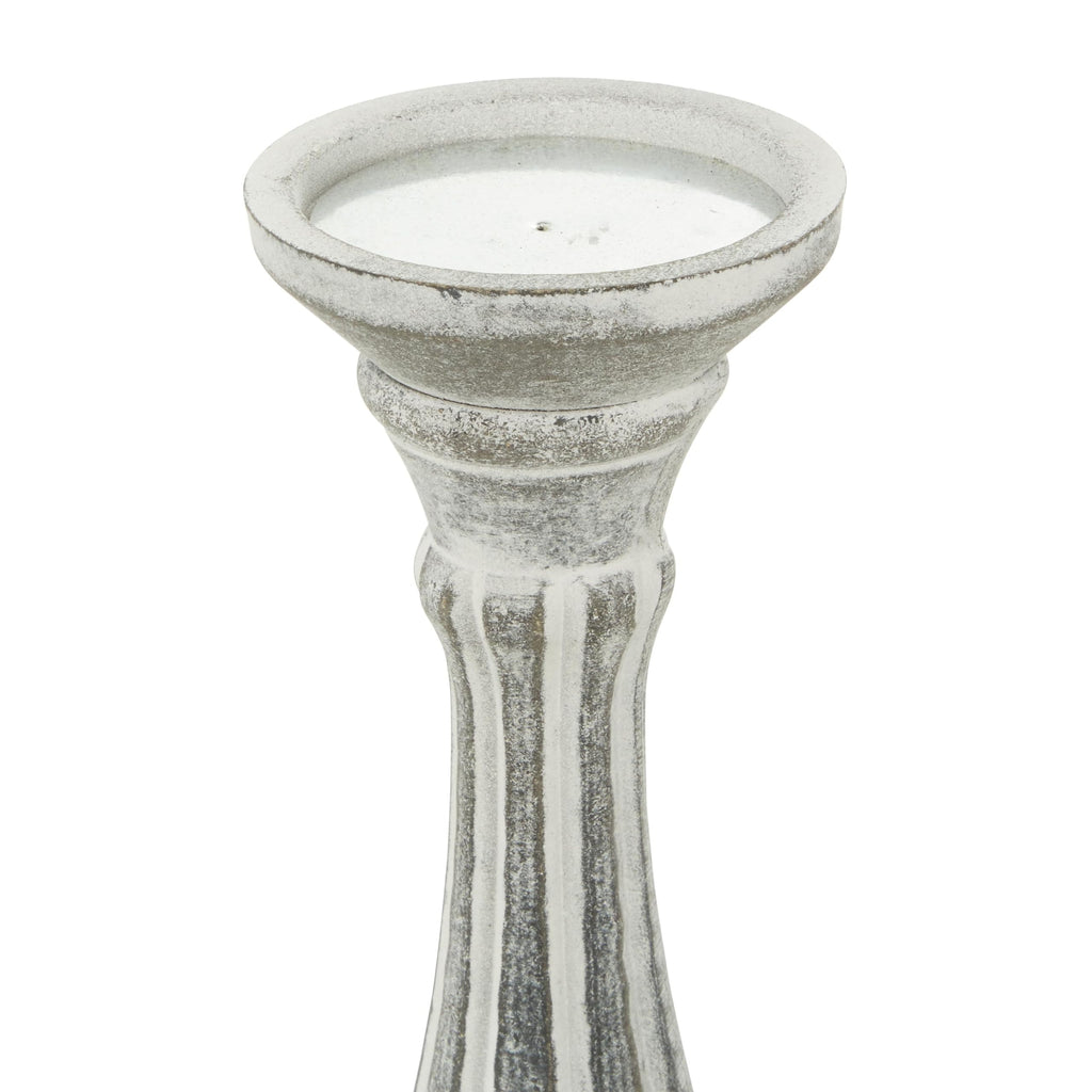 Wooden Decorative Candle Holder Distressed Turned Candle Stand, Set of 3 Candlestick Holder 15", 13", 11"H, Gray