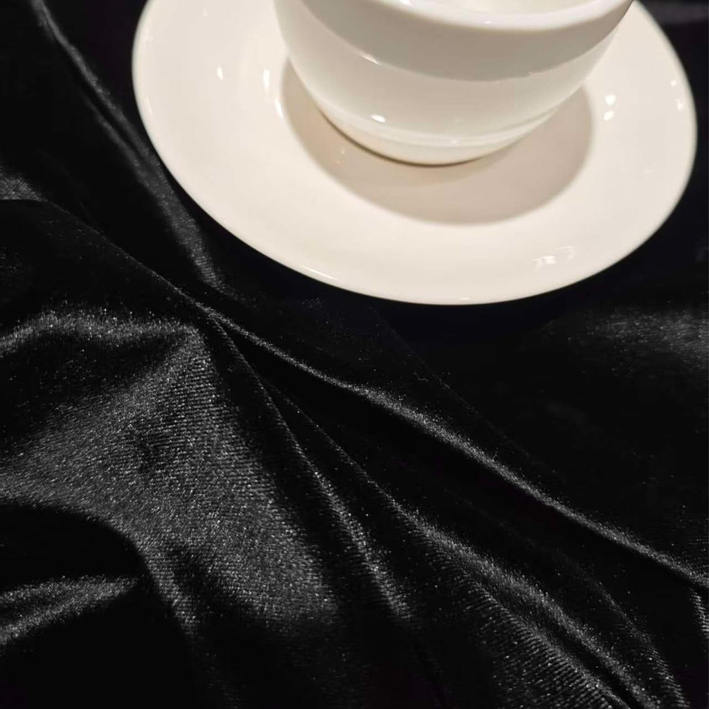 Square Black Velvet Tablecloth for Nightstand Solid Color Coffee Table Cover with Tassel Soft Velvet Fabric Washable