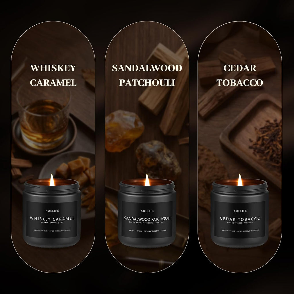 Scented Candles, 3.5oz Natural Soy Wax Candles Gift Set,Each 25H Burn, Aromatherapy Candles for Men - Set of 6