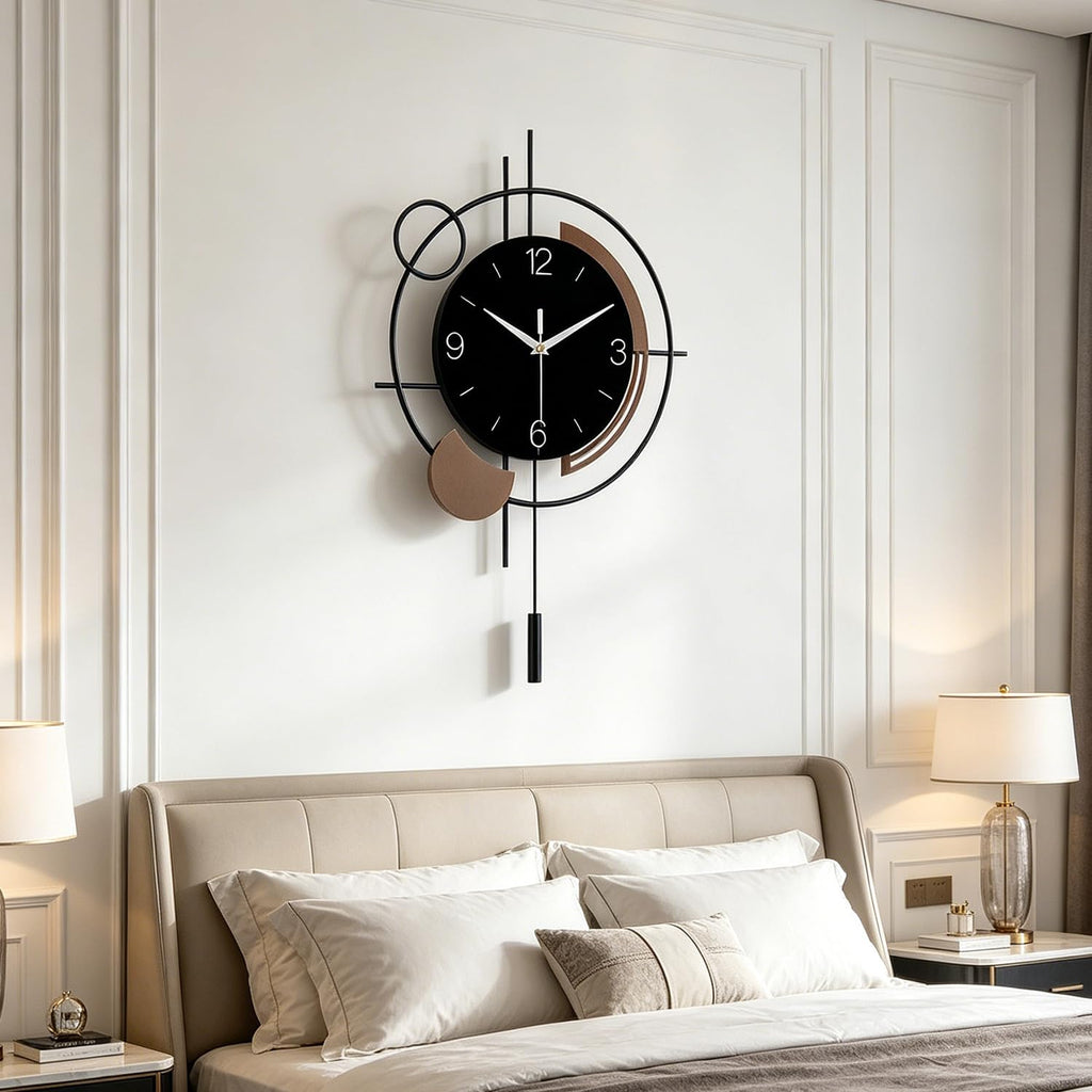 Wall Clock with Pendulum Large Silent Battery Clock Decor