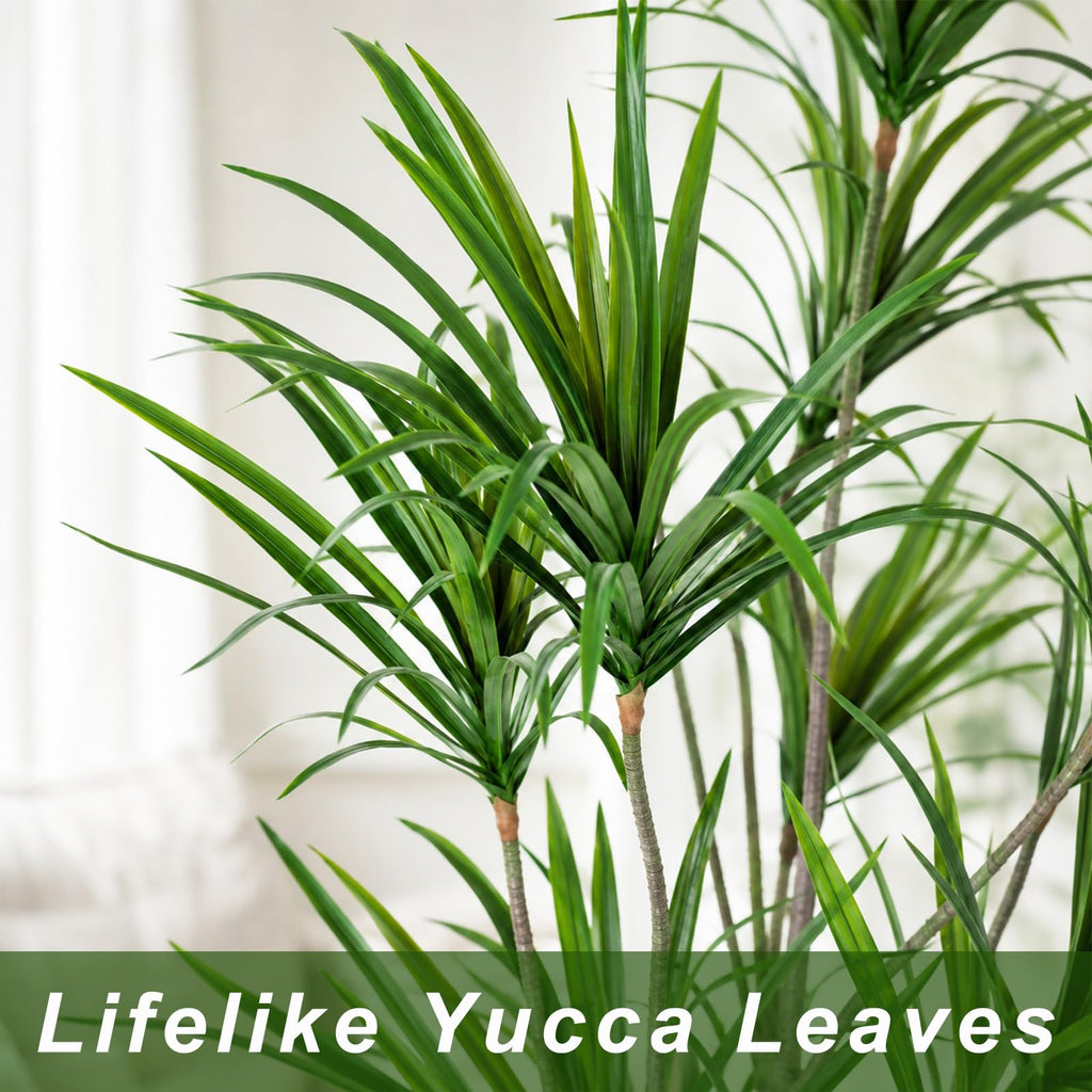 5ft Artificial Dracaena Marginata Tree with 261 Lifelike Leaves & 9 Heads, Tall Large Faux Tropical Yucca Plant Fake