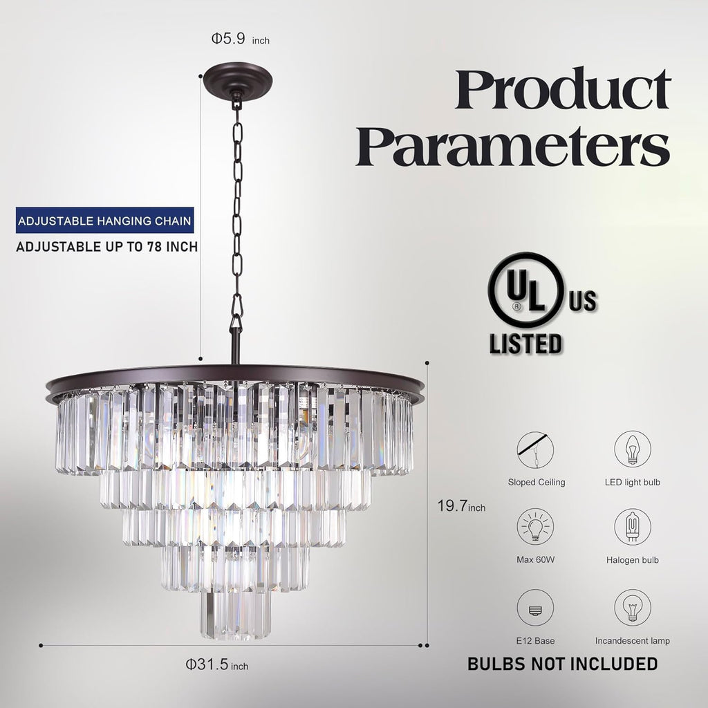 Inspired Odeon Style Oil Rubbed Bronze Crystal 5-Tier Modern Chandelier - A107-B0B4NQHM78