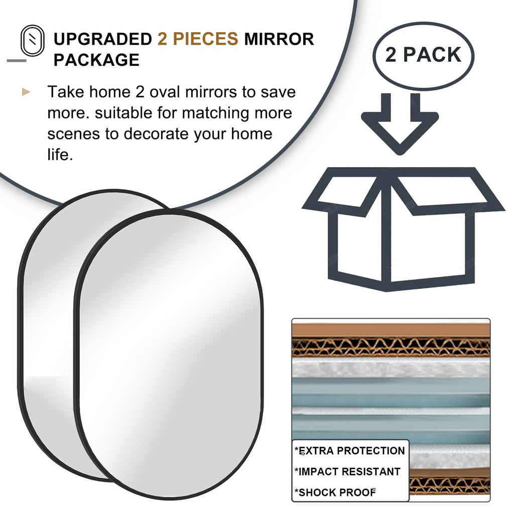 Oval Bathroom Mirror Capsule Wall Vanity Mirror, 2 Pieces 20"x30" Pill Mirrors Wall Mounted Mirror, Large Modern