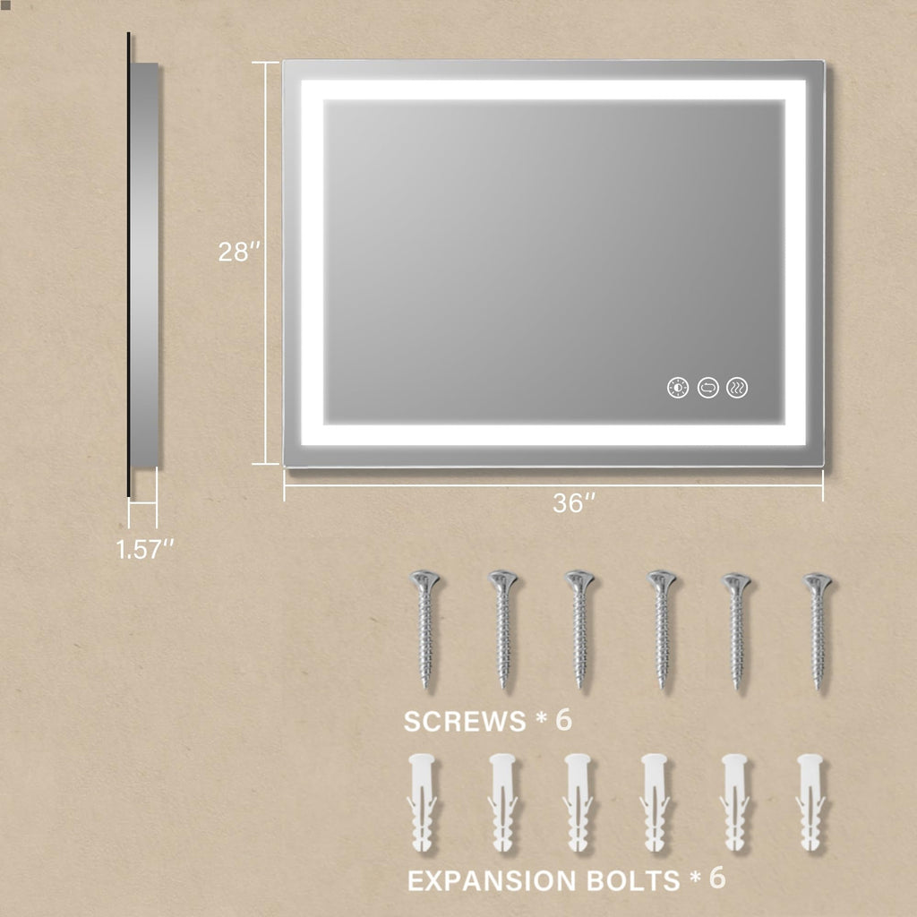 36"x 28" LED Bathroom Mirror with Light