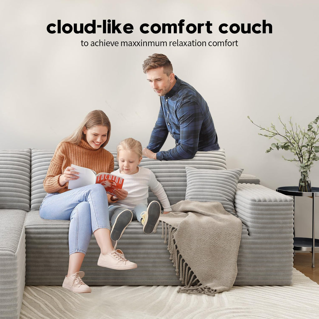139.4" Modular Sectional Sofa, Oversized U-Shaped Minimalist Couches with 2 Middle Seats and 1 Ottoman Chaise, Modern