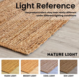 6ft Round Natural Jute Rug - Handwoven Braided Reversible Vintage Area Rug Farmhouse Rustic and Bohe