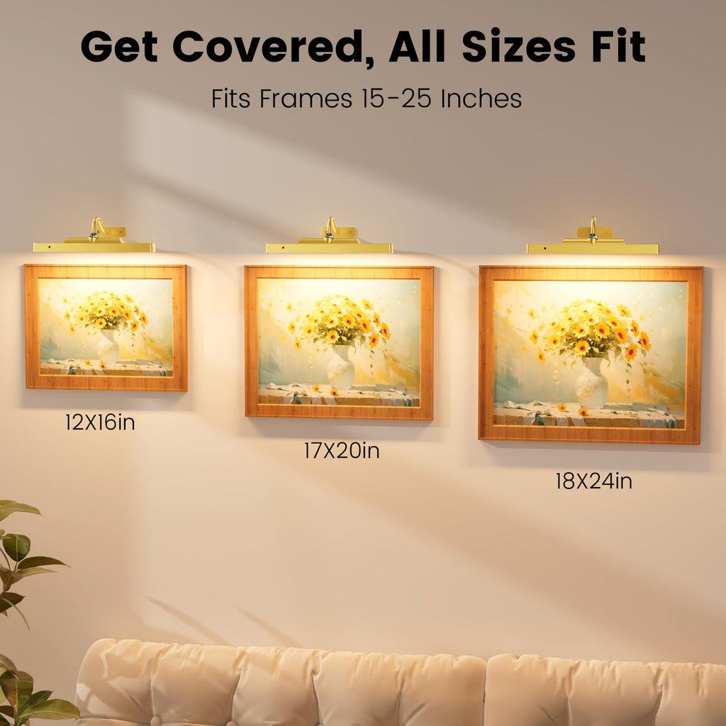 4 Pack Picture Art Above Light Set, 12" Wireless Battery Picture Lighting, Remote Control Timer 3 Color Temps