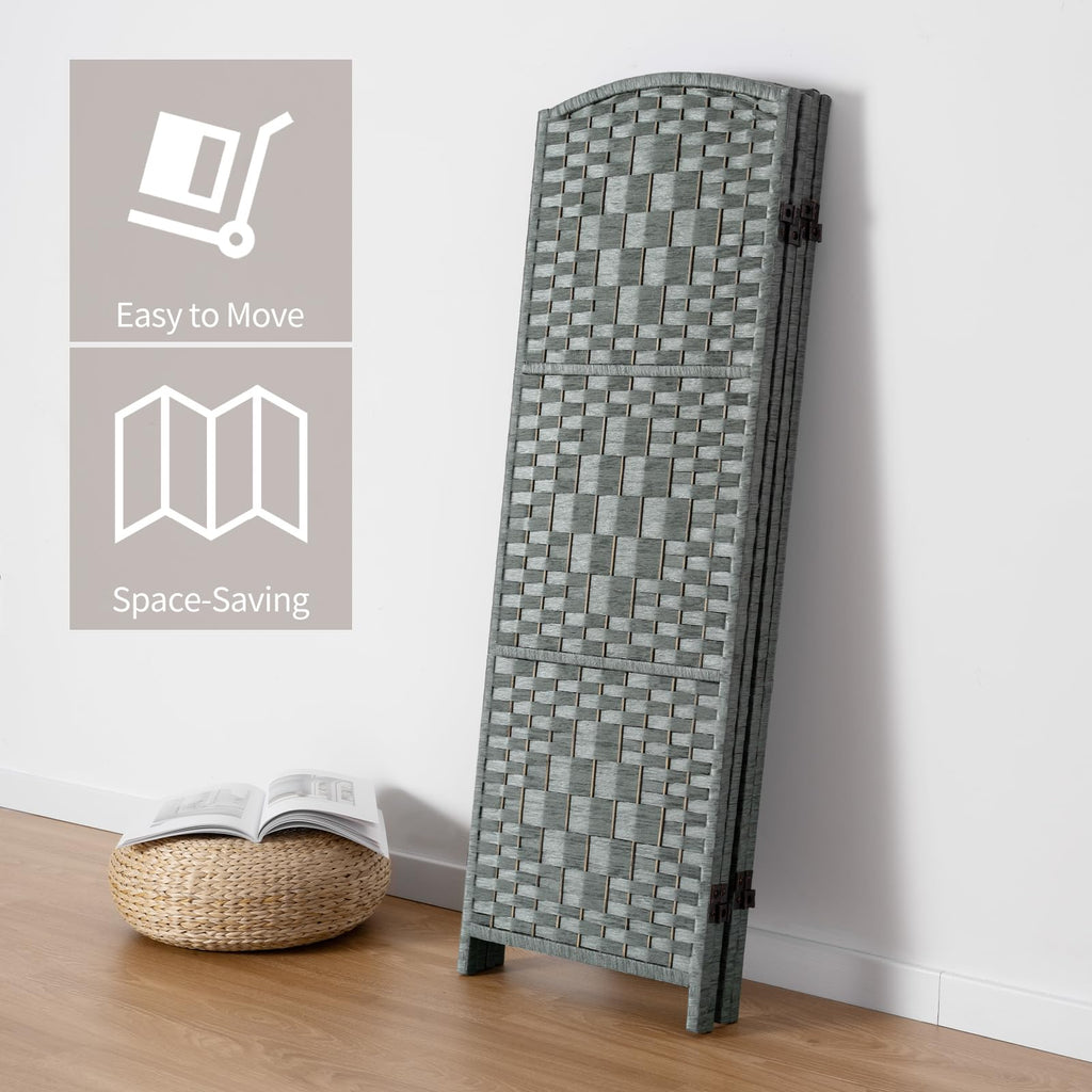 Short Room Divider, Small Folding Privacy Screens, 4 Panel Grey