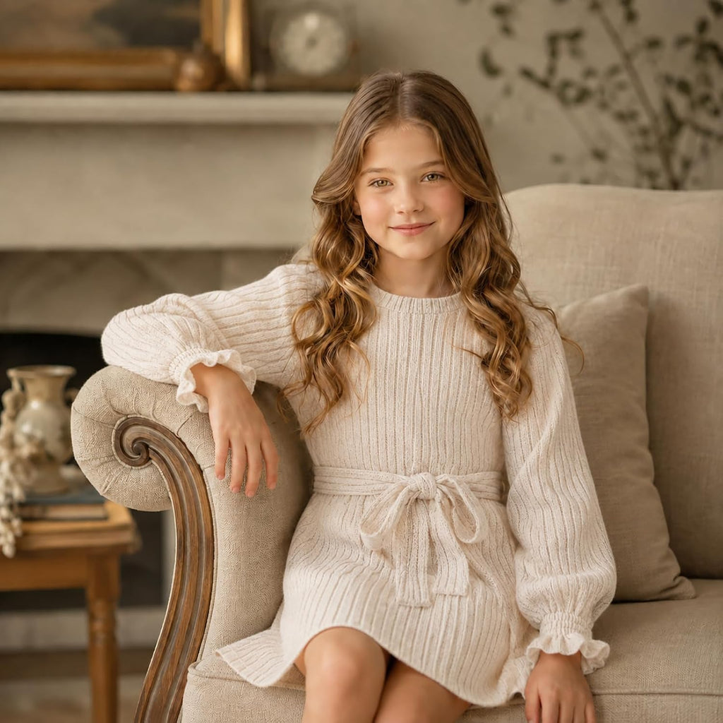 Girls Fall Sweater Dress Kids Long Sleeve Knit Dresses