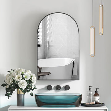 Arched Medicine Cabinet, Black Mirror Cabinet with Storage