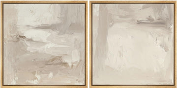 Framed Canvas Print Wall Art Set Abstract Neutral Beige Minimalist Soft Earth Tone Illustrations Modern Art Minimal