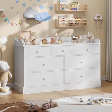 Kids Dresser Cabinet with 7 Drawers and Large Table Top, Multi-Functional Chest of Drawers, Baby Dresser, Kids