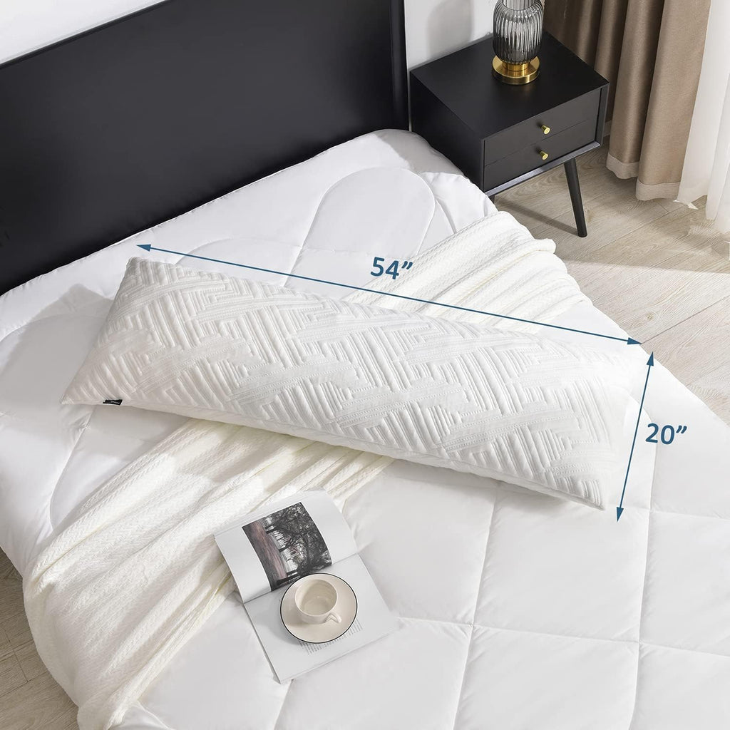 Memory Foam Body Pillows for Adults - Full Body Pillow for Side and Back Sleepers, 20 x 54, White