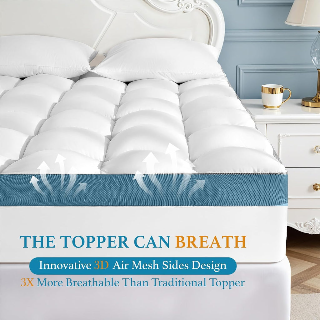 4 Inch Memory Foam Mattress Topper King Size,6"-18" Deep Pocket(78"x80") | Breathable Extra Thick 2000 GSM Pillow Top