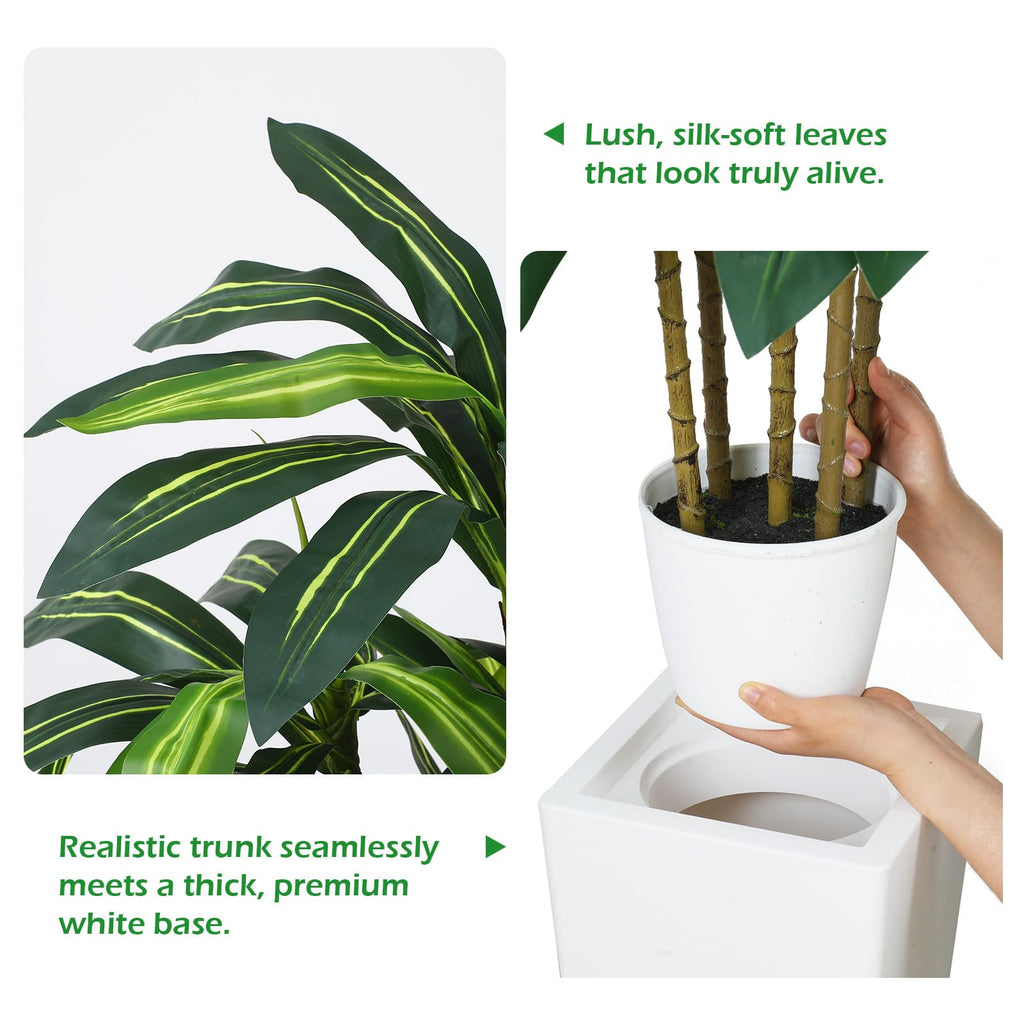 5FT Artificial Dracaena Tree Heavy-Duty Planter, Fake Tree Indoor