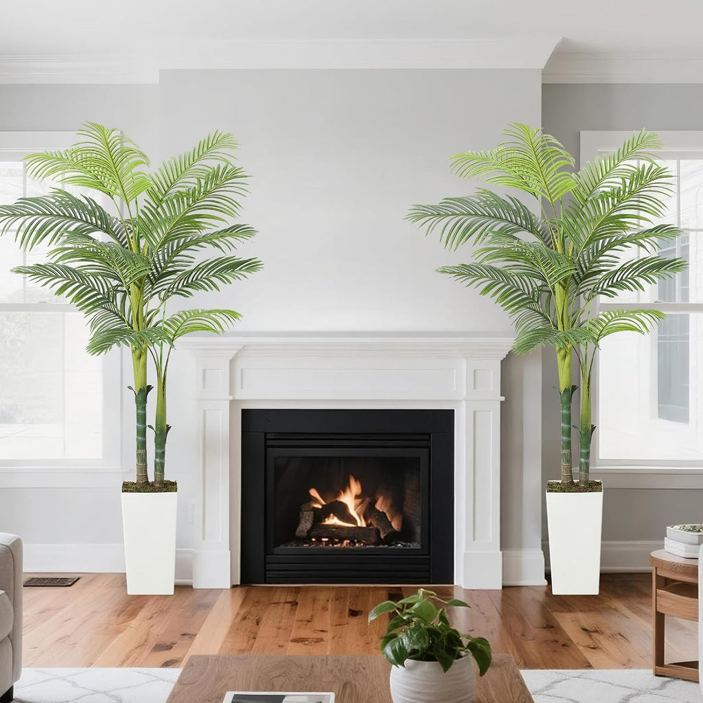 6FT Faux Palm Tree - Realistic Tropical Artificial Tree with Sturdy Ceramic Planter, Perfect Living Room, Office &