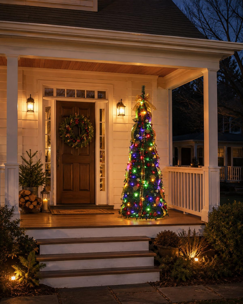 7ft Pop Up Pre-Lit with 200 Warm White & Multicolor Lights